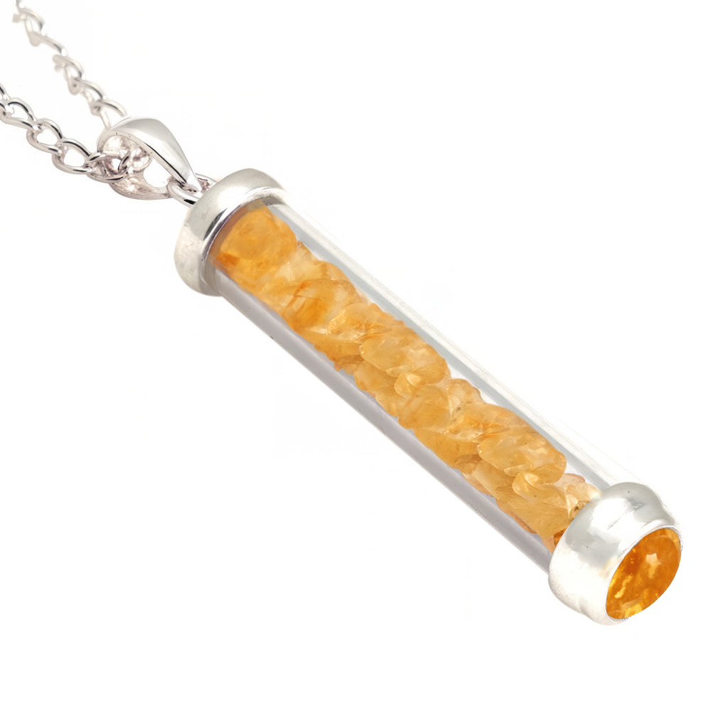 Citrine Gem Power Vial Pendant for Abundance