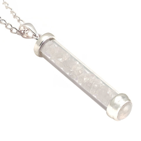 Rainbow Moonstone Gem Power Vial Pendant for Intuition