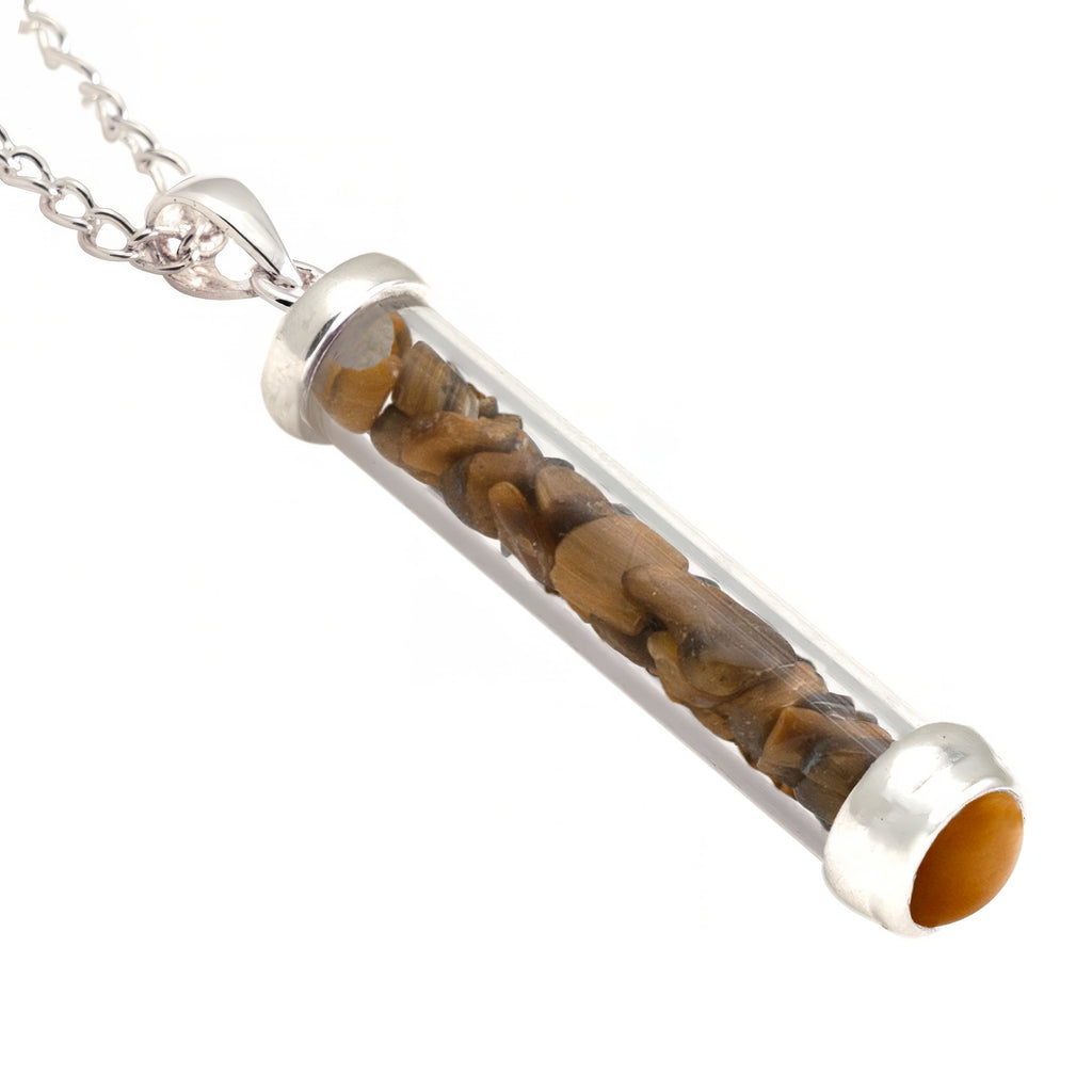 Tiger Eye Gem Power Vial Pendant for Courage