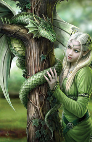 rAN27-Kindred Spirits Card (Anne Stokes Girls and Dragons Cards) at Enchanted Jewelry & Gifts