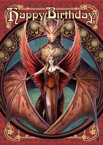 rAN50-Copperwing Birthday Card (Anne Stokes Birthday Cards) at Enchanted Jewelry & Gifts