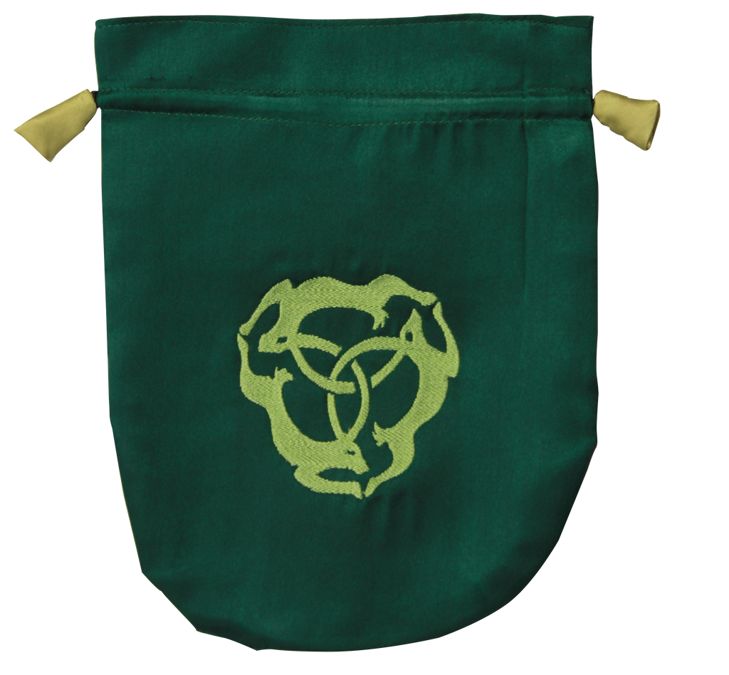 STB07-Green Satin Triple Hare Tarot Bag (Tarot Bags) at Enchanted Jewelry & Gifts