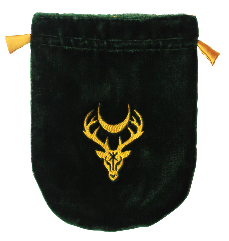 VTB07-Green Velvet Moon Stag Tarot Bag (Tarot Bags) at Enchanted Jewelry & Gifts