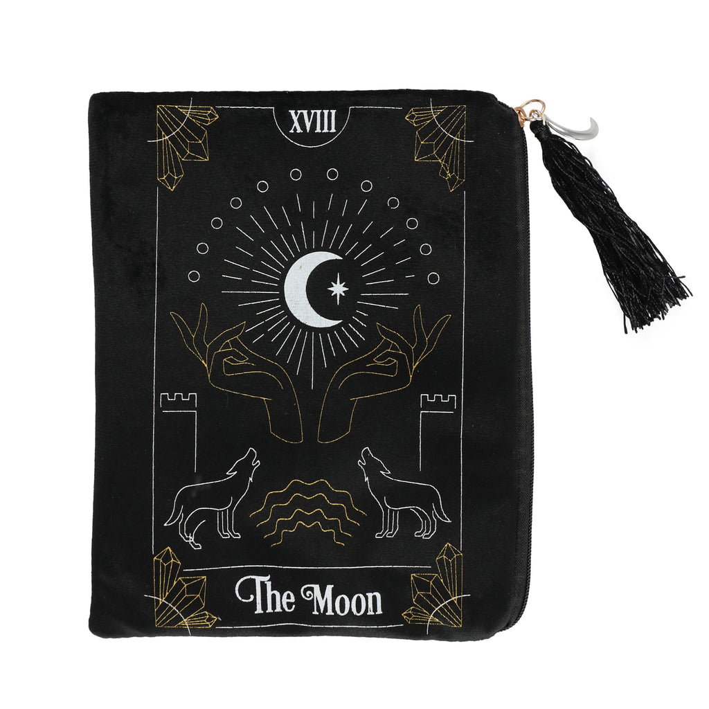 The Moon Black Velvet Zippered Tarot Card Bag