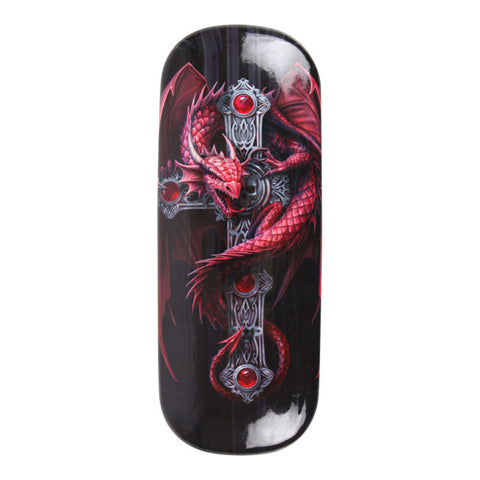 Gothic Guardian Red Dragon Eye Glass Case by Anne Stokes