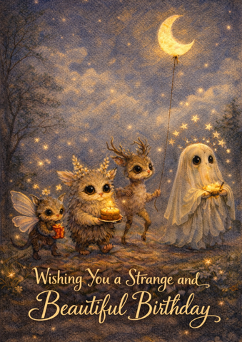 Strange Beautiful Birthday Card by Emi Solvik
