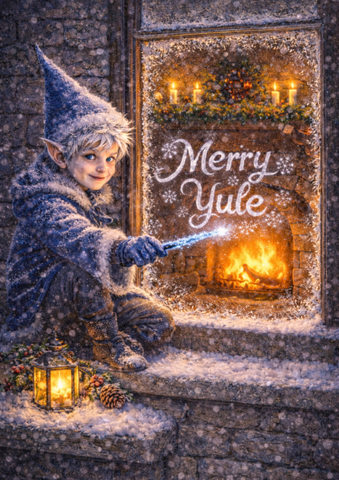 Jack Frost Merry Yule Card by Julian Fenwick