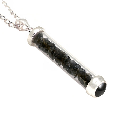 Obsidian Gem Power Vial Pendant for Grounding