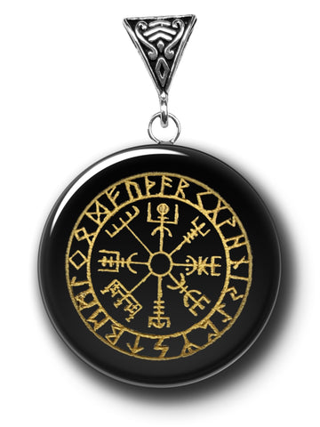 Obsidian Vegvisir Symbology Gemstone for Direction