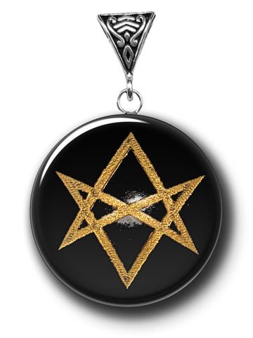 Obsidian Unicursal Hexagram Symbology Gemstone for Achieving Goals