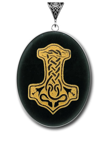 Obsidian Thor's Hammer Symbology Gemstone for Protection
