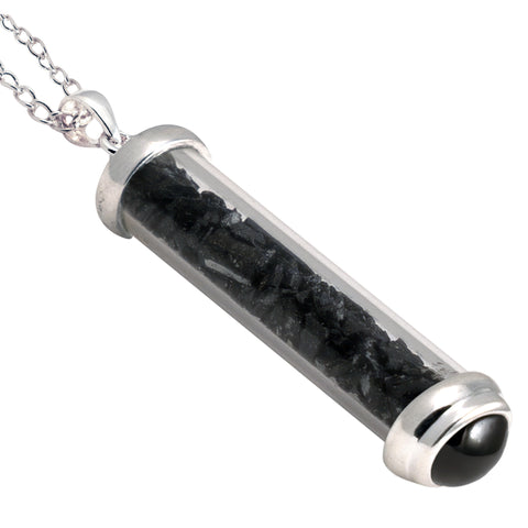 Black Tourmaline Gem Power Vial Pendant for Protection