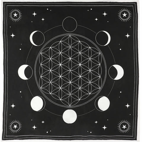 AC776 Moon Phases Sacred Geometry Crystal Grid Cloth Altar Cloths at Enchanted Jewelry Gifts