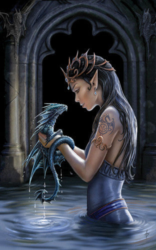 rAN24-Water Dragon Card (Anne Stokes Girls and Dragons Cards) at Enchanted Jewelry & Gifts