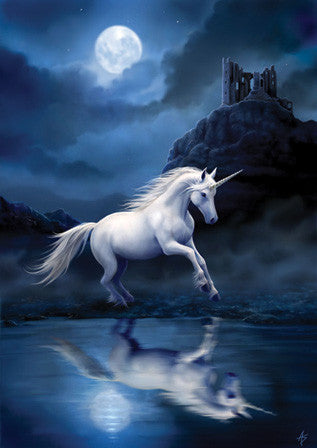 rAN32-Moonlight Unicorn Card (Anne Stokes Unicorns Cards) at Enchanted Jewelry & Gifts