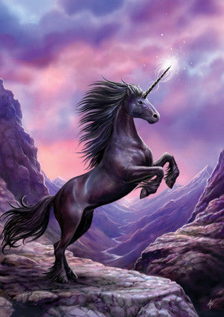 rAN35-Greeting the Dawn Unicorn Card (Anne Stokes Unicorns Cards) at Enchanted Jewelry & Gifts