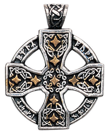 NLCC03-Runic Celtic Cross Pendant for Knowledge and Magical Ability (Nordic Lights) at Enchanted Jewelry & Gifts