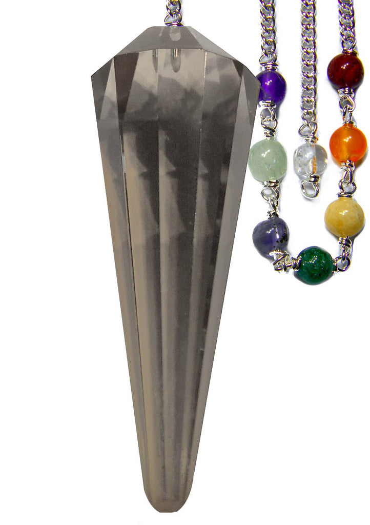 DPCSQ-Smoky Quartz Faceted Chakra Pendulum for Grounding and Security (Pendulums) at Enchanted Jewelry & Gifts
