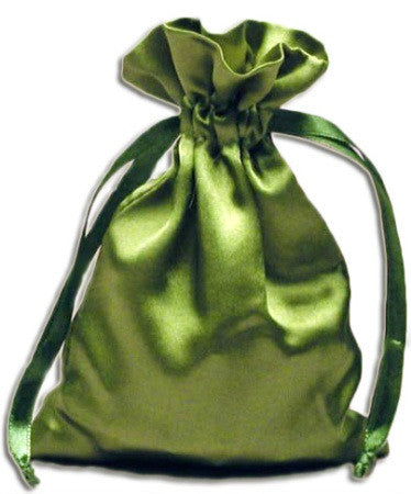PS10-Moss Green Satin Pouch (Satin Bags) at Enchanted Jewelry & Gifts