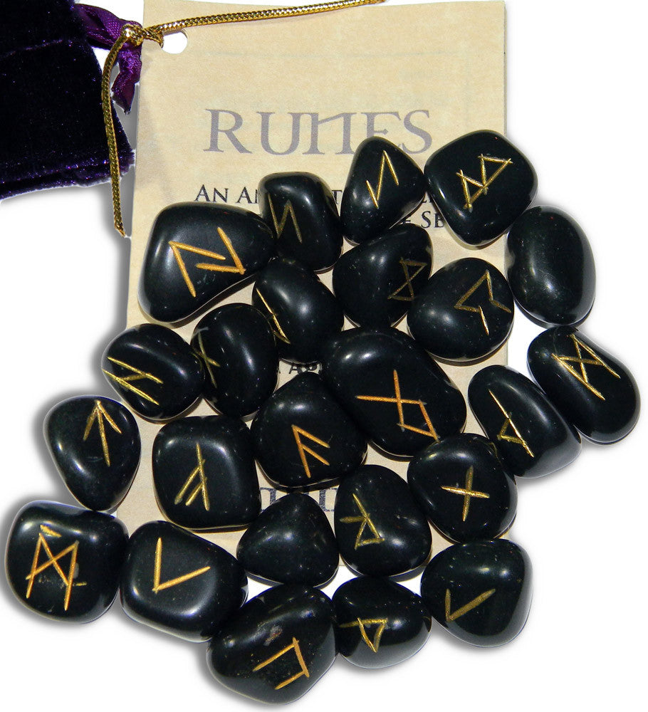 RSBA-Black Agate Gemstone Runes (Rune Stones) at Enchanted Jewelry & Gifts