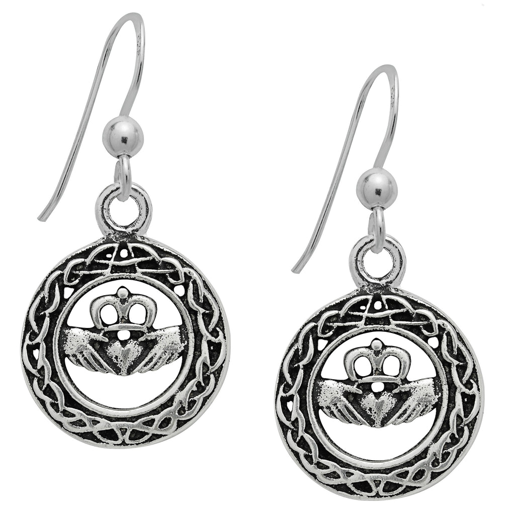 SS10-Silver Celtic Claddagh Earrings for Love & Loyalty (Symbology) at Enchanted Jewelry & Gifts