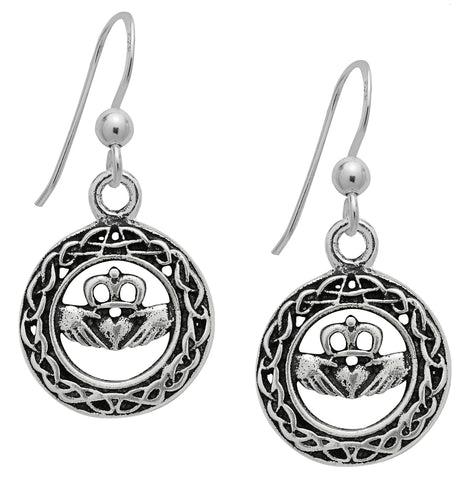 SS10-Silver Celtic Claddagh Earrings for Love & Loyalty (Symbology) at Enchanted Jewelry & Gifts