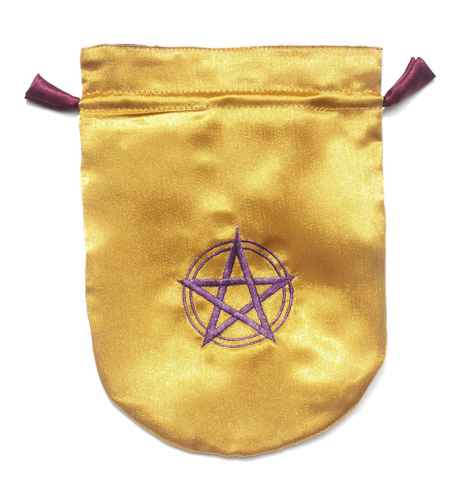 STB04-Yellow Satin Pentagram in a Circle Tarot Bag (Tarot Bags) at Enchanted Jewelry & Gifts