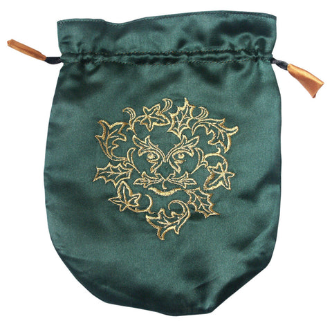 STB05-Green Satin Green Man Tarot Bag (Tarot Bags) at Enchanted Jewelry & Gifts