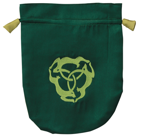 STB07-Green Satin Triple Hare Tarot Bag (Tarot Bags) at Enchanted Jewelry & Gifts