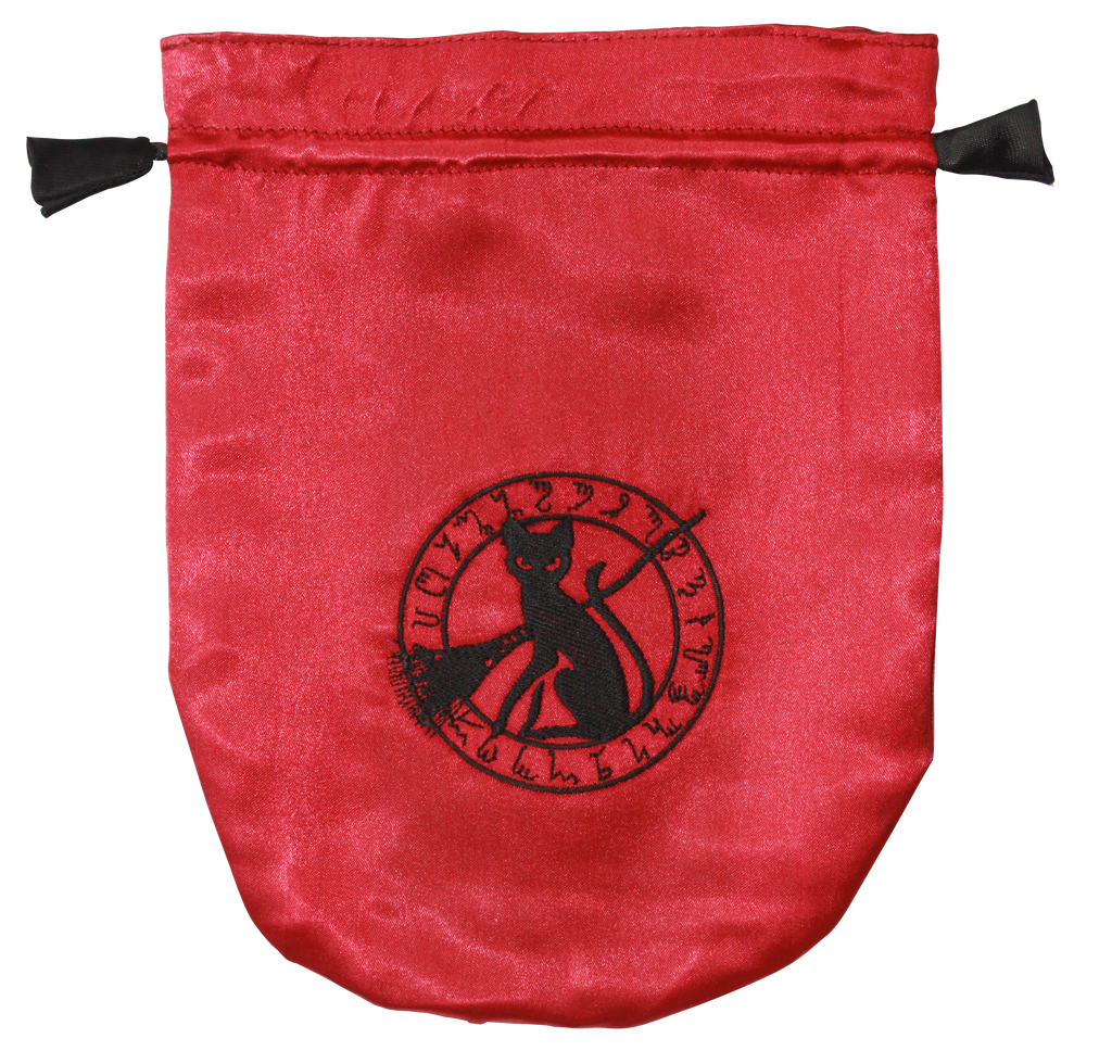 STB09-Red Satin Black Cat Tarot Bag (Tarot Bags) at Enchanted Jewelry & Gifts
