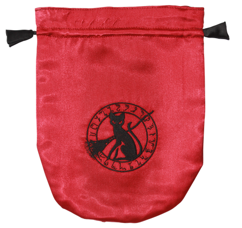 STB09-Red Satin Black Cat Tarot Bag (Tarot Bags) at Enchanted Jewelry & Gifts