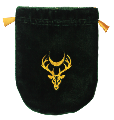 VTB07-Green Velvet Moon Stag Tarot Bag (Tarot Bags) at Enchanted Jewelry & Gifts