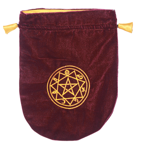 VTB08-Burgundy Velvet Sigilum Circle Tarot Bag (Tarot Bags) at Enchanted Jewelry & Gifts