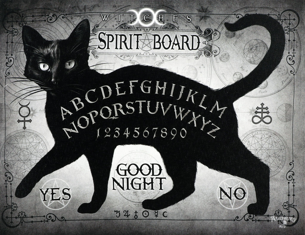 Black Cat Witches Spirit Board Canvas Print by Alchemy Gothic of England