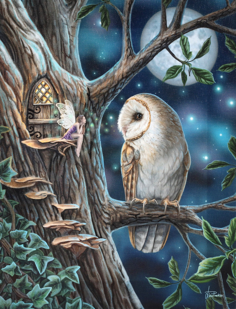 WP463LP-Fairy Tales Barn Owl Canvas Art Print by Lisa Parker Canvas Art Prints at Enchanted Jewelry & Gifts