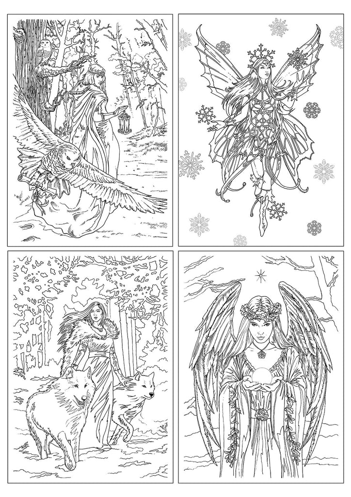 ASC2-Winter Fantasy Color-In Card 4 Pack (Anne Stokes Coloring Cards) at Enchanted Jewelry & Gifts