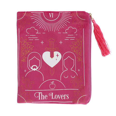 The Lovers Pink Velvet Zippered Tarot Card Bag